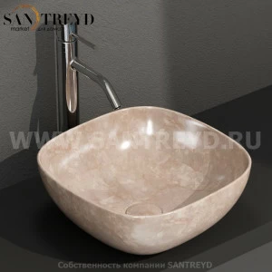 B6Q38AB Накладная раковина на столешницу  квадратная Ceramica Globo T-EDGE