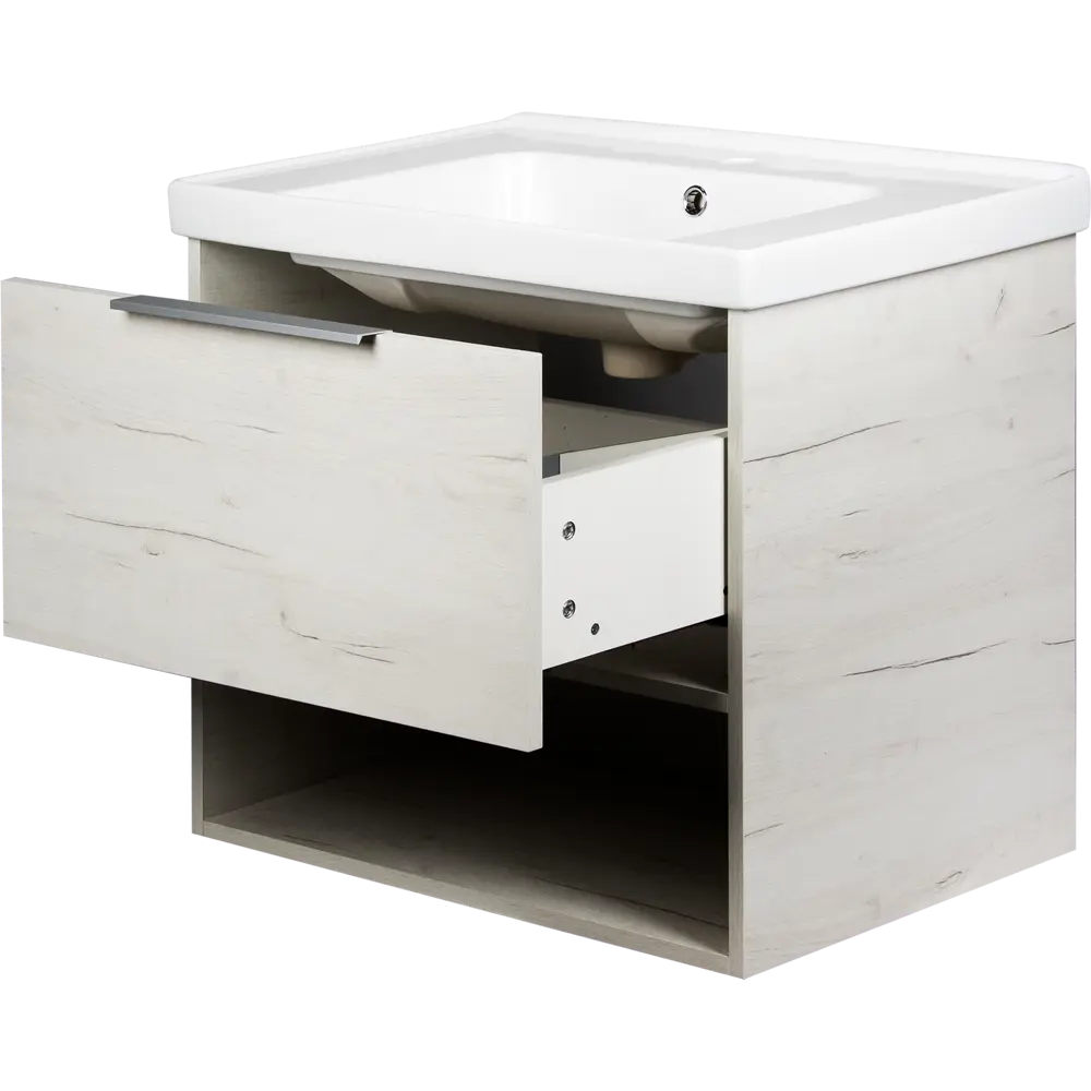 Тумба под раковину подвесная «Дана» 70 см цвет дуб крафт белый SANFLOR STLM-2056396 - Вид №2