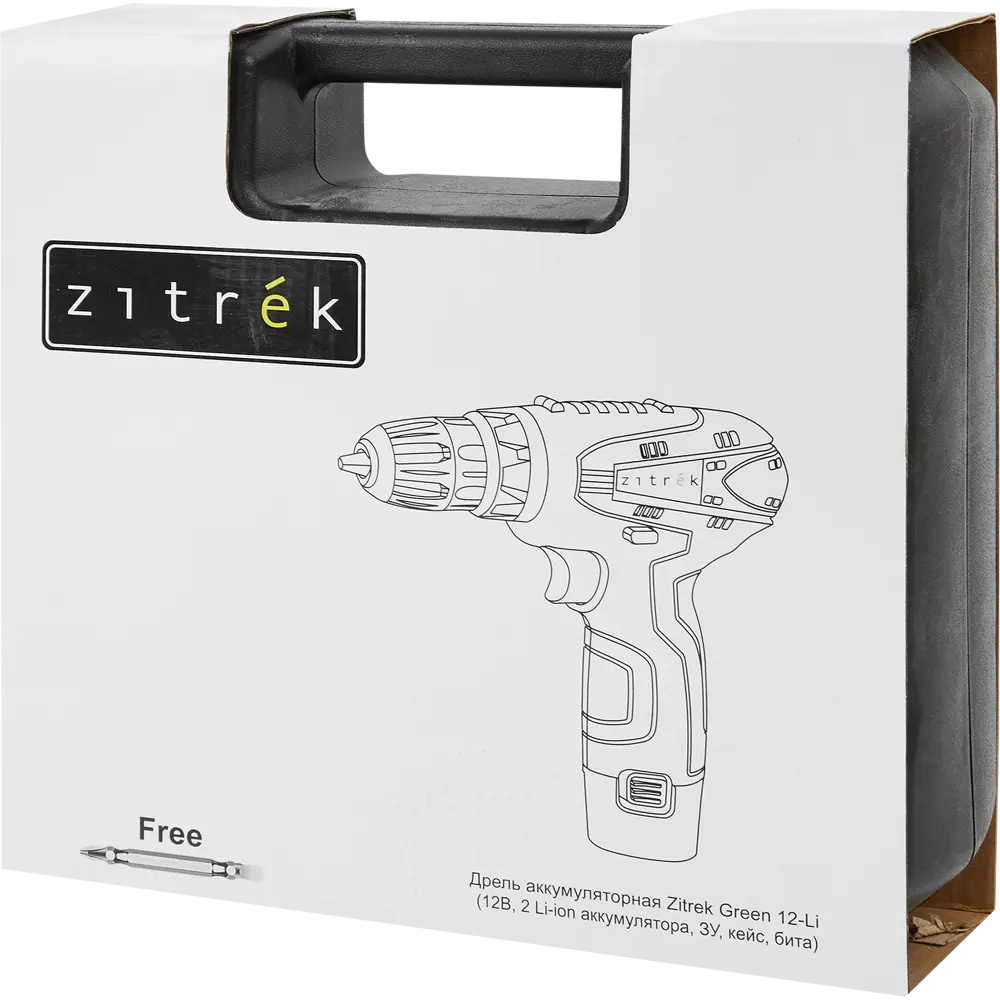 Дрель-шуруповерт аккумуляторная Zitrek Green 12-Li, 12 В Li-ion 2x1.5 Ач STLM-2062743 - Вид №6