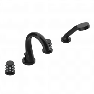 A2N-112B Смеситель устанавливаемый на борту ванны на 4 отверстия с душем, переключатель на нормальный излив Thg-paris Mossi со светлым хрусталём Покрытие PVD бронза