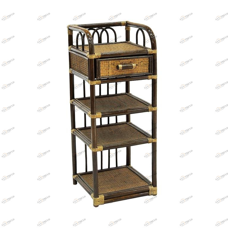 Этажерка с ящиком, ротанг коричневая "Олиа -1" ЭКО ДИЗАЙН CLASSIC RATTAN 129563 Бежевый;коричневый 
