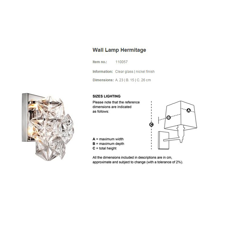 Светильник настенный прозрачный Wall Lamp Hermitage 110057 EICHHOLTZ  00-3882661 Прозрачный  - Вид №3