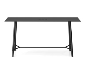 Высокий прямоугольный стол для совещаний из стали и дерева с электрической розеткой