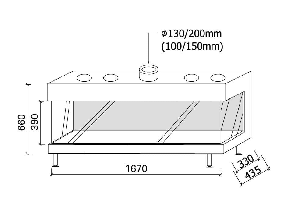 Газовый тройной фасадный камин Metalfire ARCH-00023259 - Вид №2