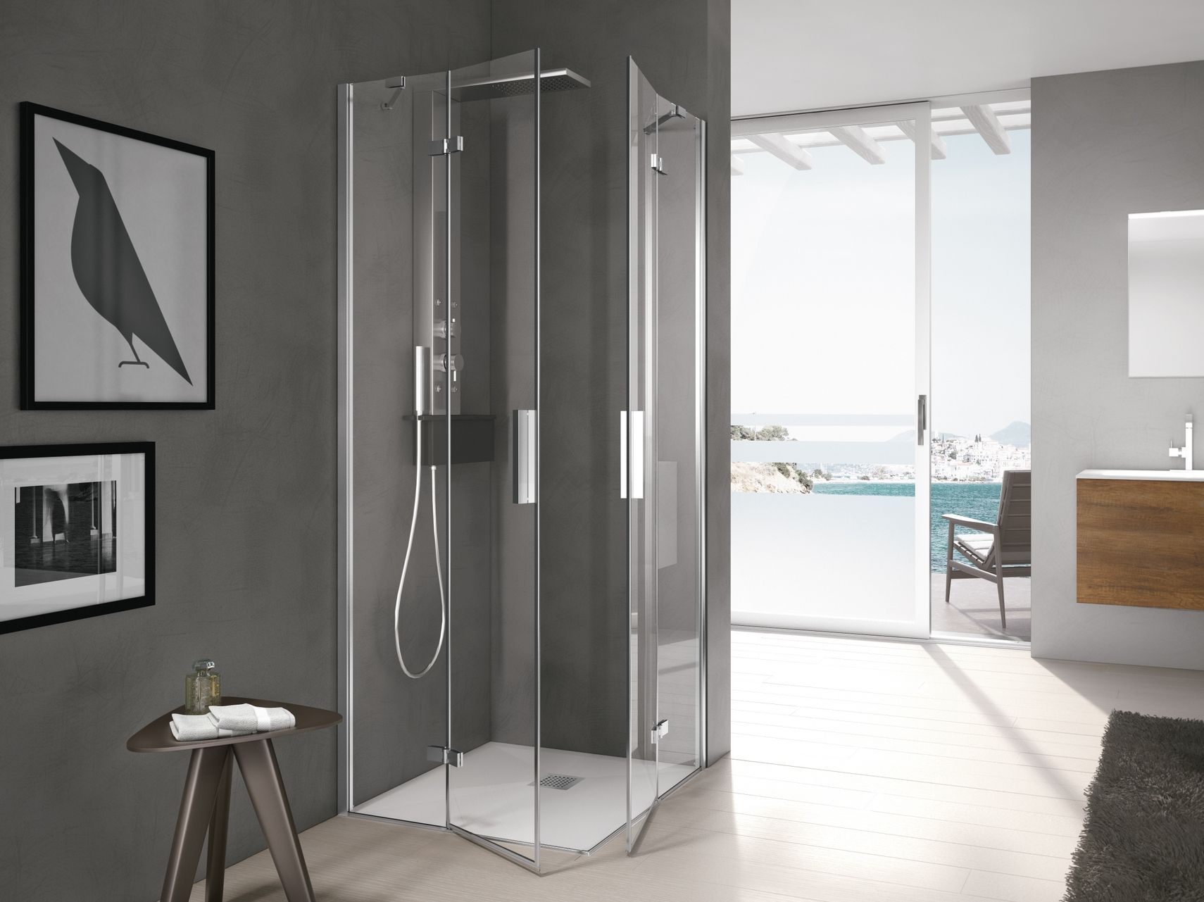 Угловая душевая кабина с распашной дверью Gruppo Geromin Time ARCH-00104966 - Вид №1