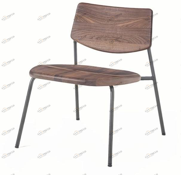 BassamFellows Штабелируемое кресло из нержавеющей стали и дерева Pipe Cb-584