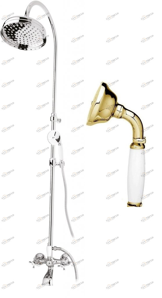 Душевая стойка со смесителем, с изливом, верхним и ручным душем CEZARES GOLF-CVD-03/24-Bi