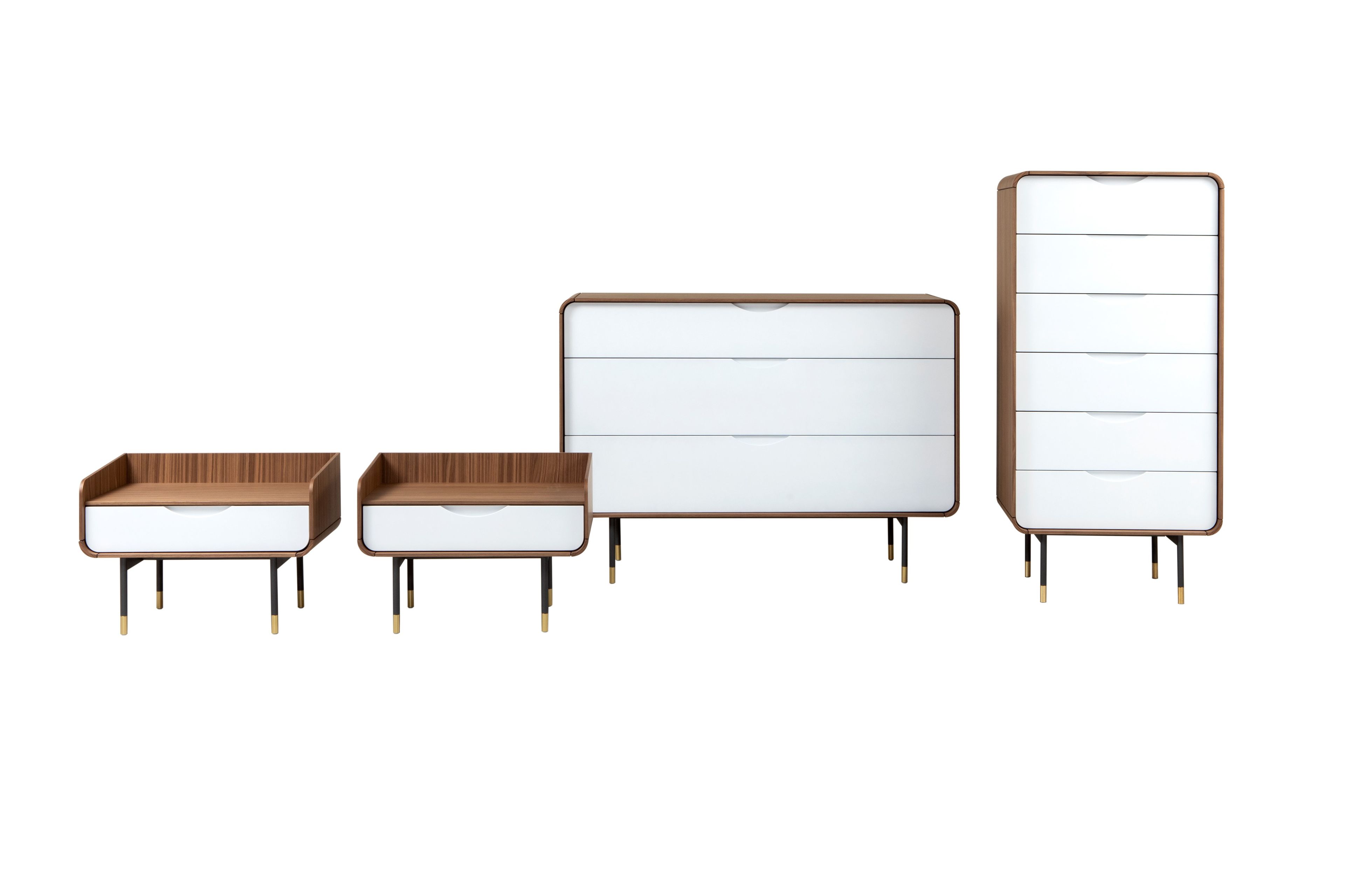 Прямоугольная прикроватная тумбочка из орехового дерева с ящиками Tonin Casa ARCH-00117722 - Вид №2