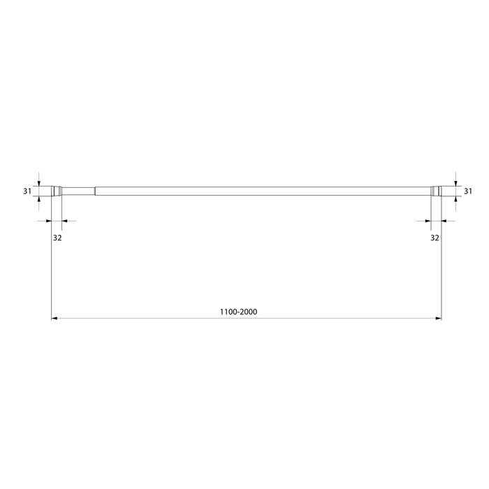012A200M14 Карниз для ванной комнаты 110-200 см зелёный Milardo Easy - Вид №3