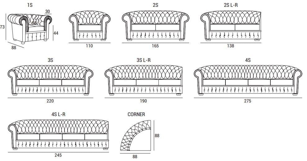 Кожаный угловой диван capitonné Domingo Salotti 800 ARCH-00105050 - Вид №5
