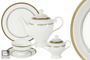 Чайный сервиз из костяного фарфора 15 предметов на 6 персон золото "Очарование" ANNA LAFARG EMILY  00-3973405 Белый;золото