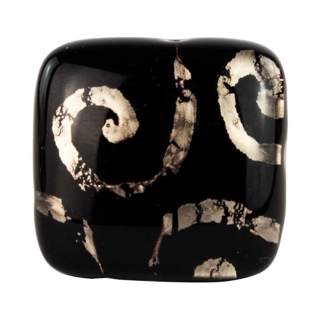 3982 ORIGINALMURANOGLASS Кольцо Очарование - чёрное - муранское стекло OMG 2 см  - Вид №1