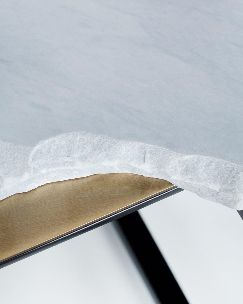 Greenapple Журнальный столик из мрамора Бардиглио и латуни Perfect raw G703096  - Вид №4