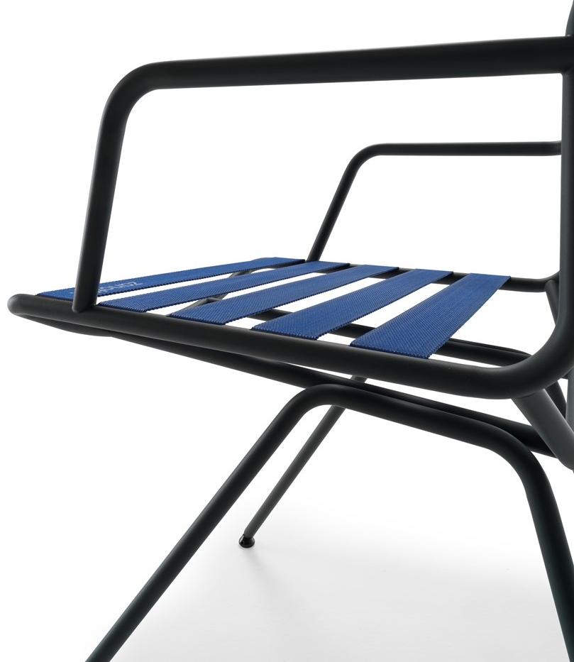 Zanotta Стул с подлокотниками из стали и лентами из полиэфирной пряжи Dan sun-id-1502979 - Вид №2