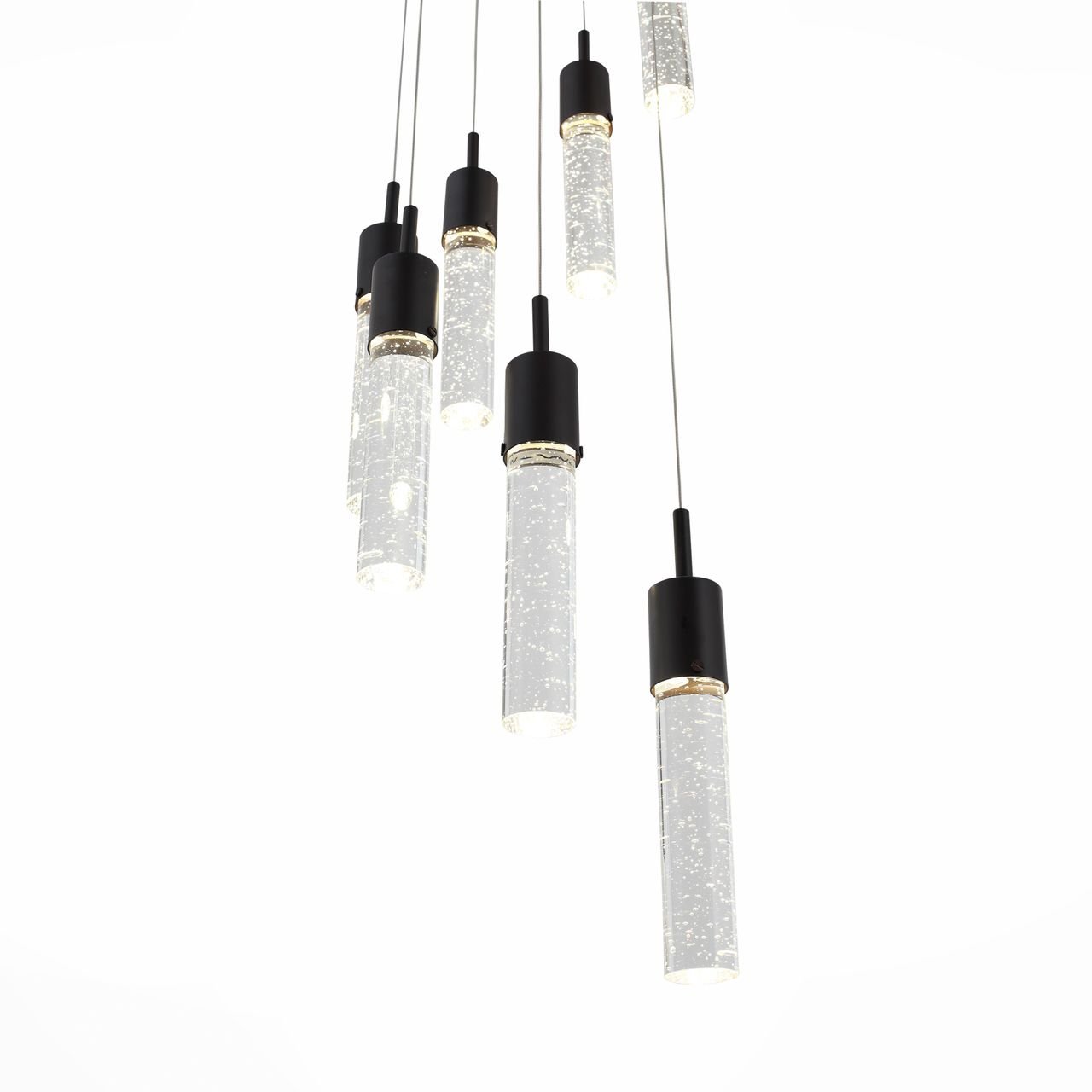 Подвесная светодиодная люстра ST Luce Fase SL215.403.07 ST LUCE ДИЗАЙНЕРСКИЕ, FASE CLEAR 108710 Черный  - Вид №1