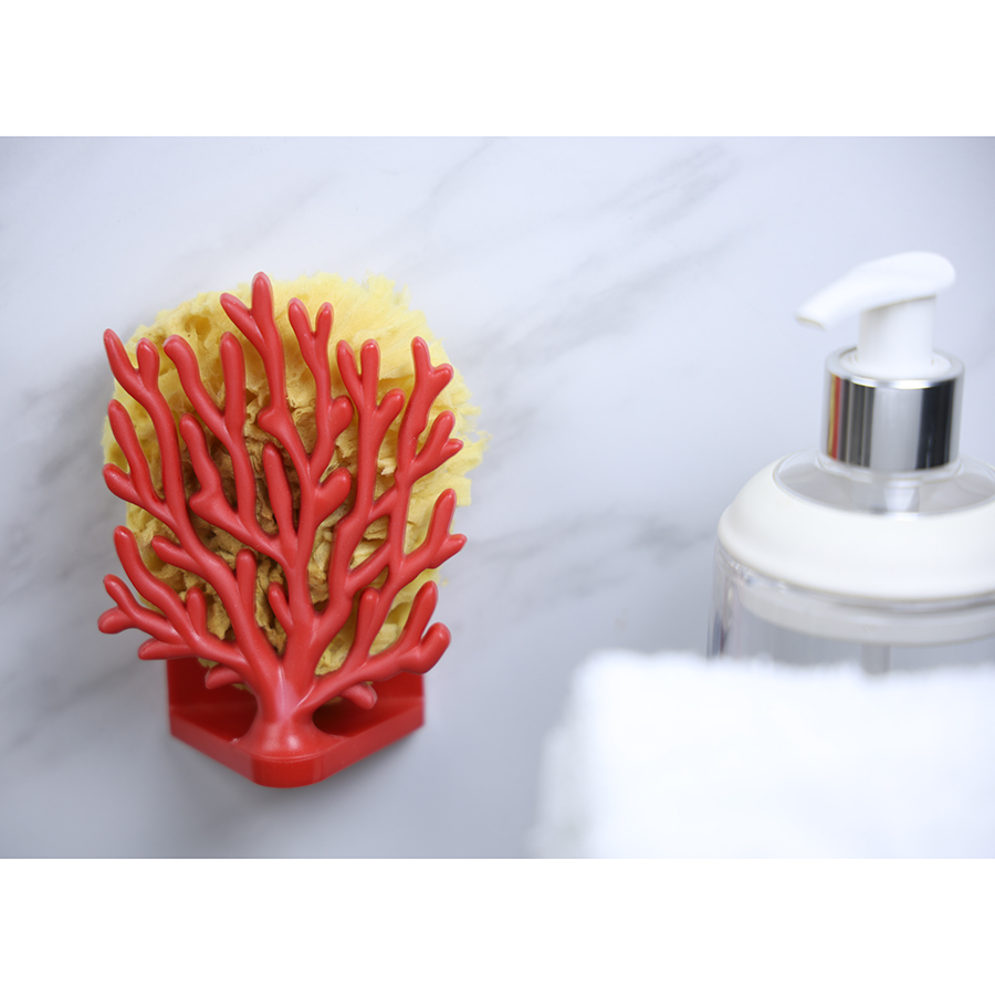 QL10335-RD Держатель для мочалок coral sponge красный Qualy  - Вид №2