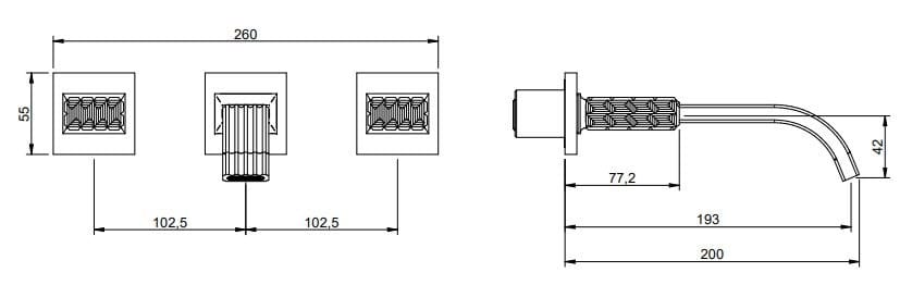 Латунный настенный смеситель для раковины с 3 отверстиями Rubinetterie Treemme ARCH-00092338 - Вид №4