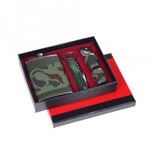 219783 Набор: фляжка (250 мл), 2 стопки, воронка, нож-открывалка 17.5 х 4 х 21.5 см РЕМЕКО