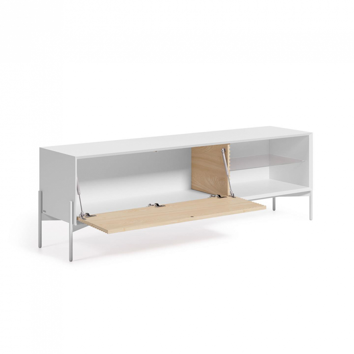 107631 Тумба под телевизор из ясеня с белым лаком 163 x 52 см La Forma Marielle 
