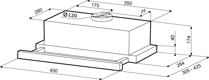 1024735 Вытяжка телескопическая KRONA  KAMILLA 450 1М белый/серебристый STDN-0089287 - Вид №10