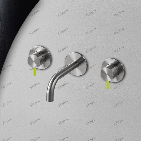 Смеситель для раковины сталь матовая с зеленой ручкой Toki Radomonte TKI28SCIL23