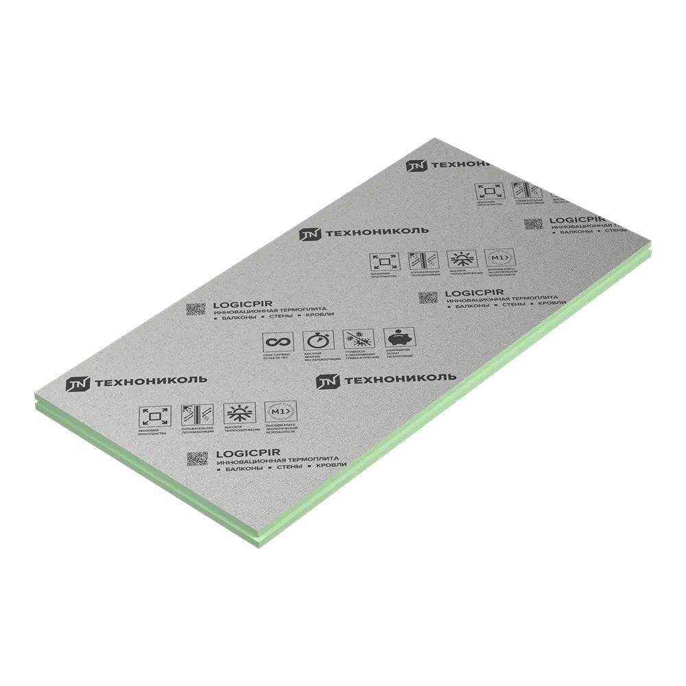Теплоизоляционная PIR-плита 30 мм Logicpir Балкон 590x1190 мм 0.7021 м² ТЕХНОНИКОЛЬ STLM-2210308 - Вид №1