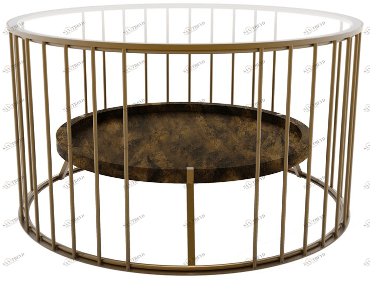 Il Bronzetto Низкий круглый латунный журнальный столик Cage Cag05 double