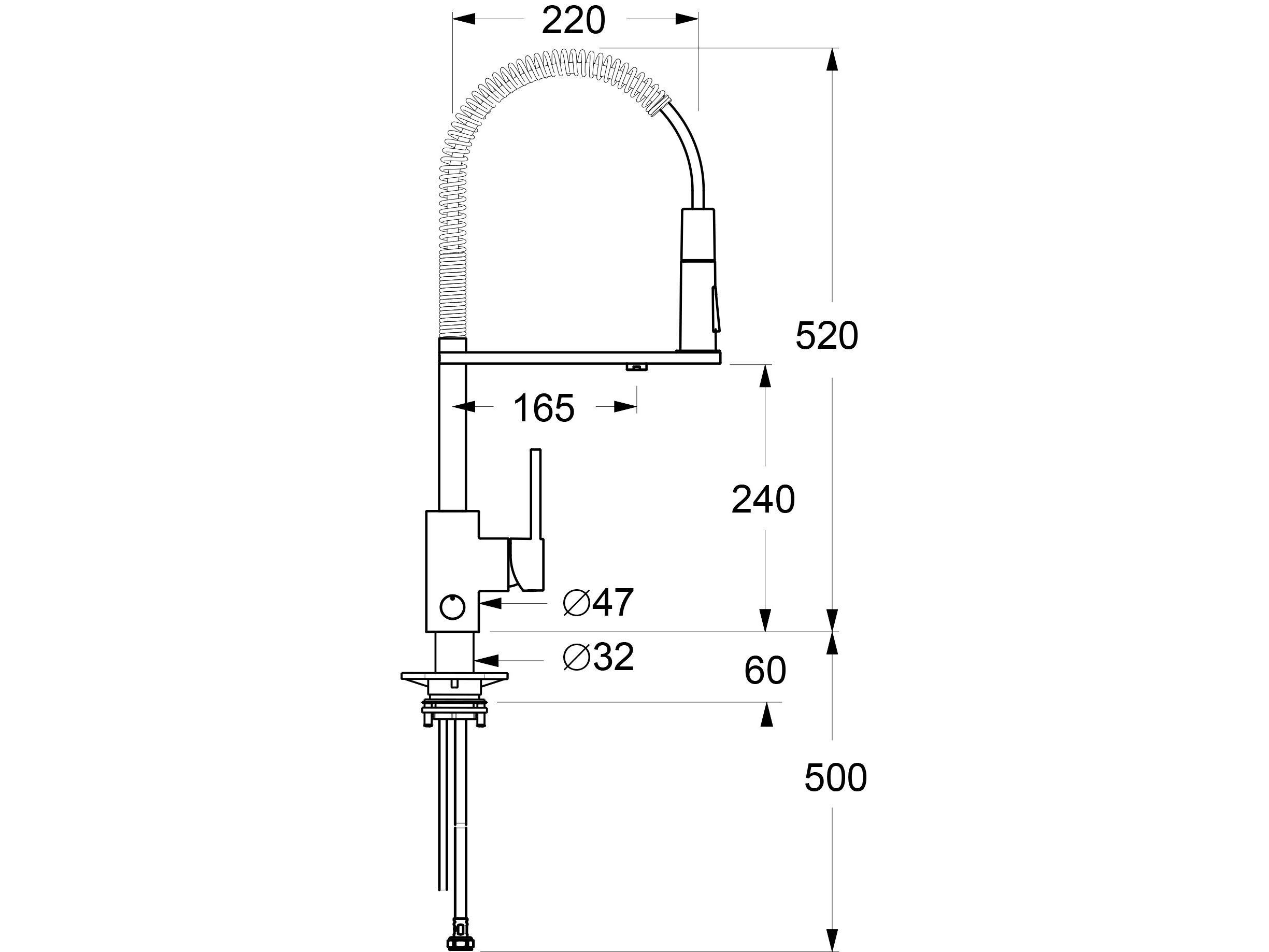 Однорычажный смеситель для кухни с выдвижным ручным душем GUGLIELMI RUBINETTERIE Pura ARCH-00107183 - Вид №6