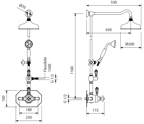 Термостатическая настенная душевая колонна с душем Park Avenue Beatrice ARCH-00033790 - Вид №2