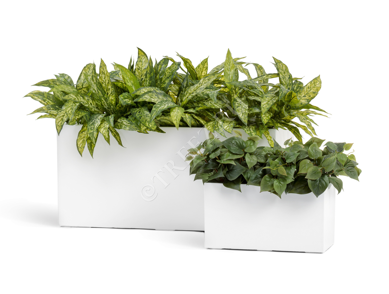 41.3320-05-041-WH-40 Кашпо  Effectory - серия Gloss - Низкий узкий прямоугольник - Белый глянцевый лак Цветочная коллекция  - Вид №4