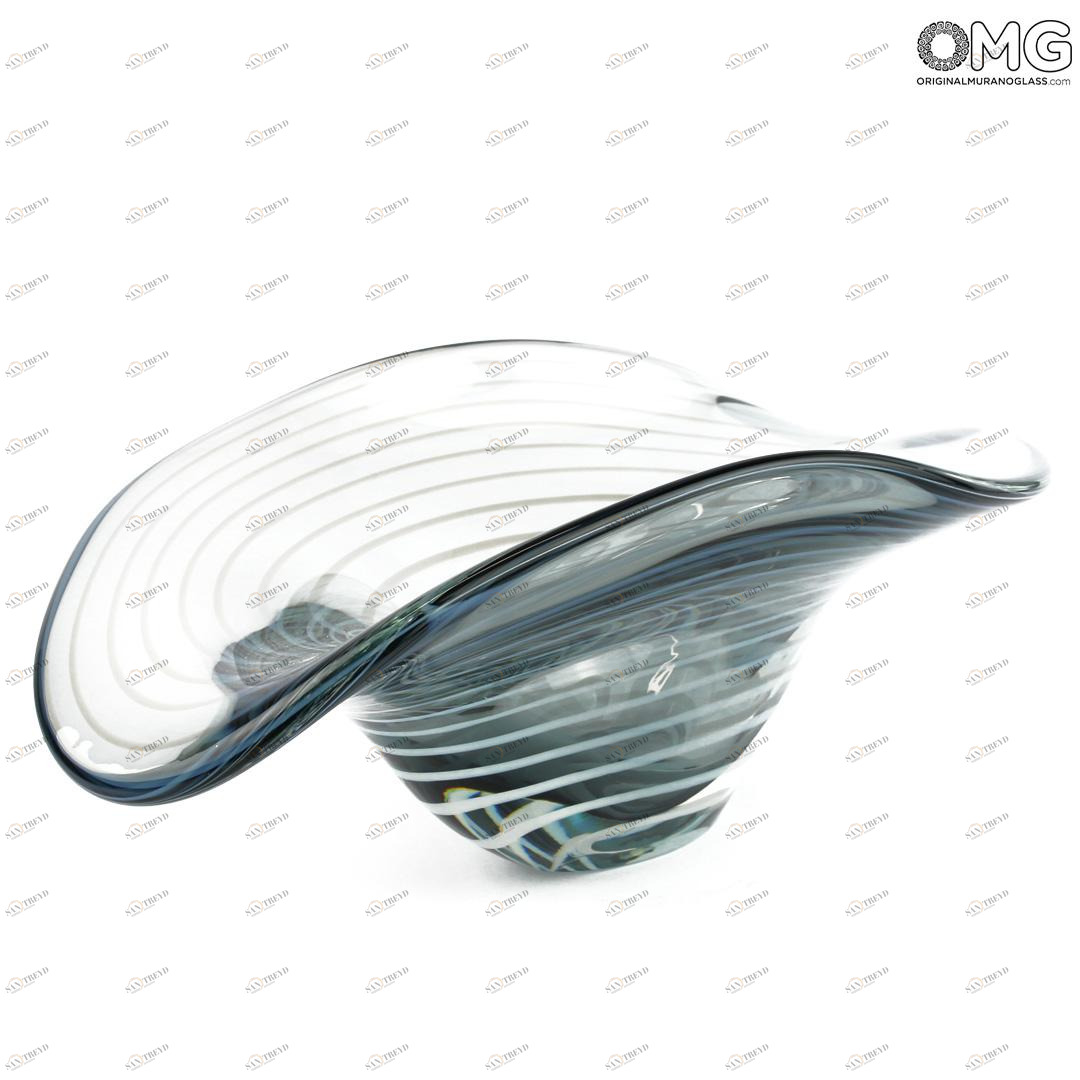 3873 ORIGINALMURANOGLASS Декоративная чаша Серая гондола - соммерсо - муранское стекло OMG 53 см 