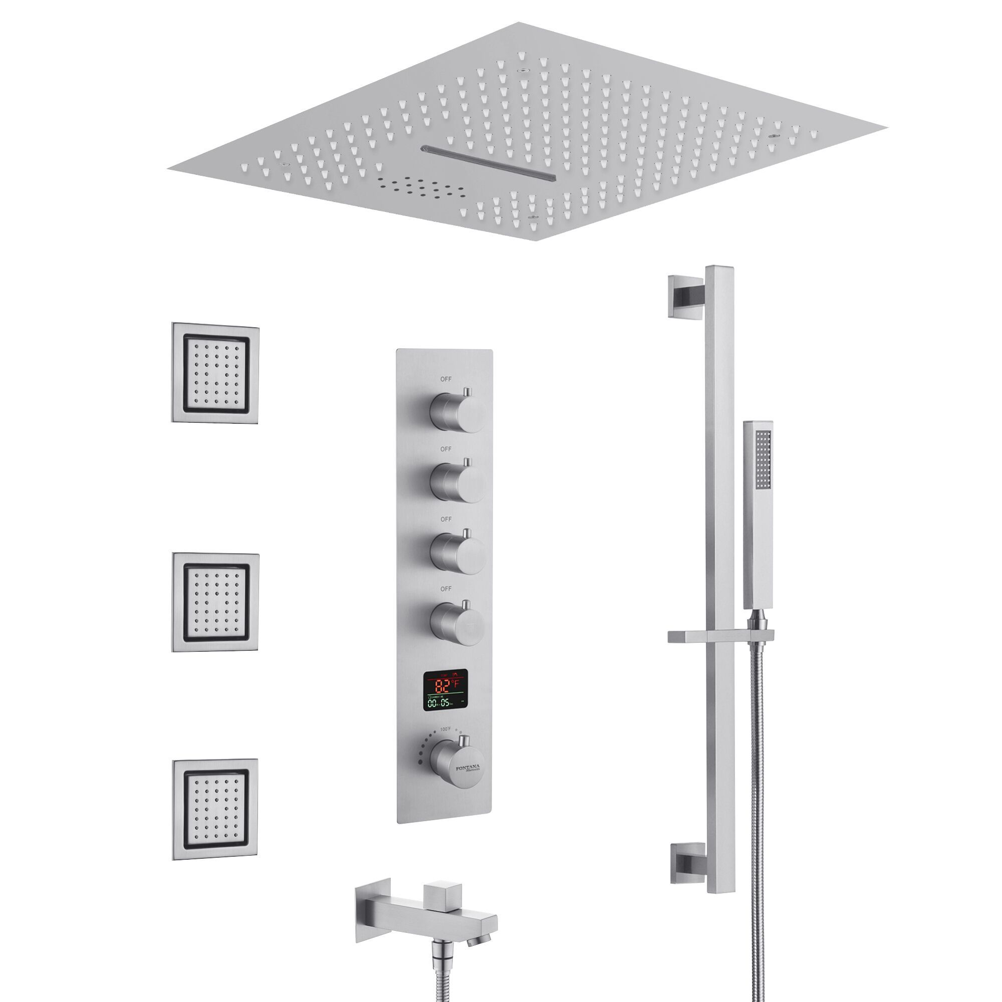 Светодиодный термостатический электронный набор для душа из нержавеющей стали Fontana Showers SAINT-LAURENT ARCH-00034939 - Вид №1