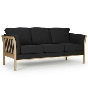 Диван трехместный Aya, цельный лакированный дуб, темно-серый