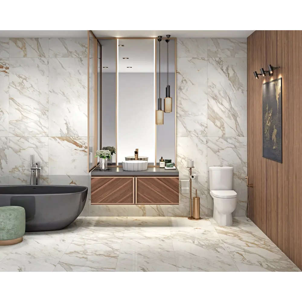 Керамогранит Arcadia Ceramica Calacatta Oro 60x120 см 1.44 м² глянцевый цвет белый 86386327 STLM-2013416 - Вид №5