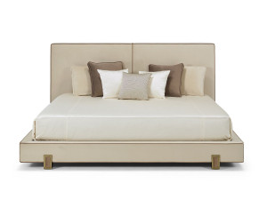 Двуспальная кровать из ткани с мягким изголовьем