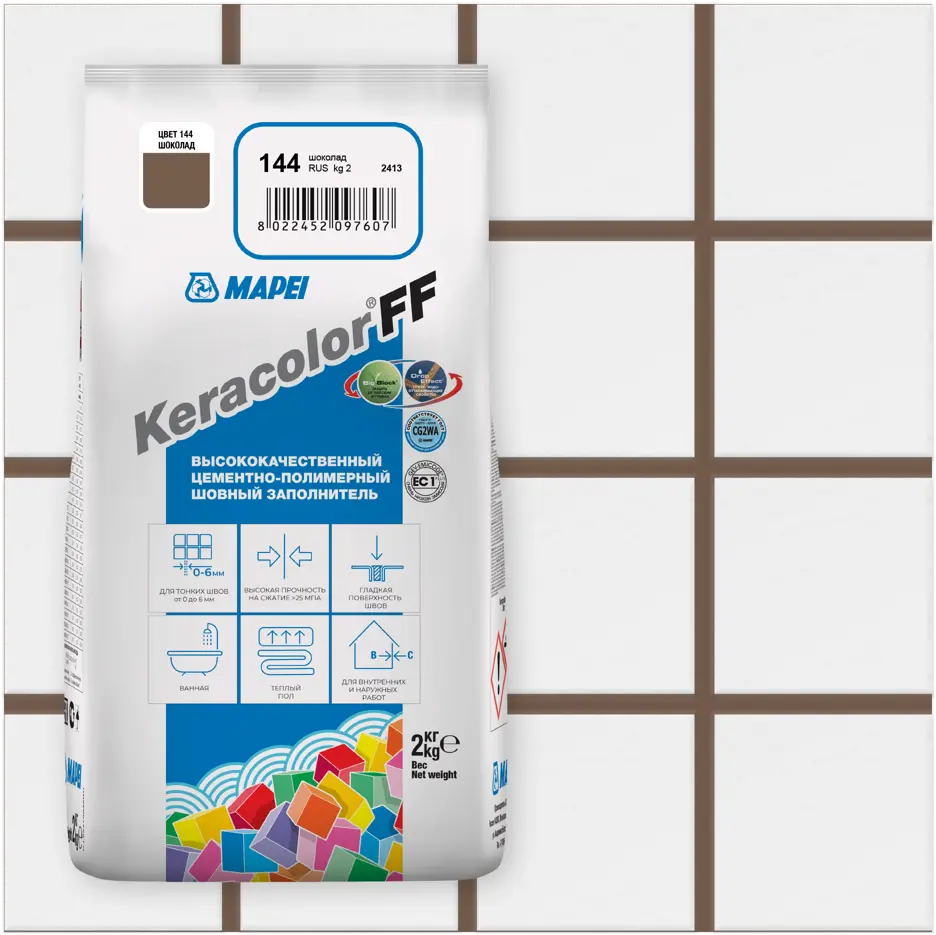 Затирка цементная MAPEI Keracolor FF Шоколад для плитки и мозаики 81981442