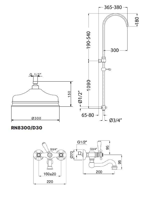 Душевая колонна с душем и ручным душем Gaia Mobili Complements ARCH-00059922 - Вид №1