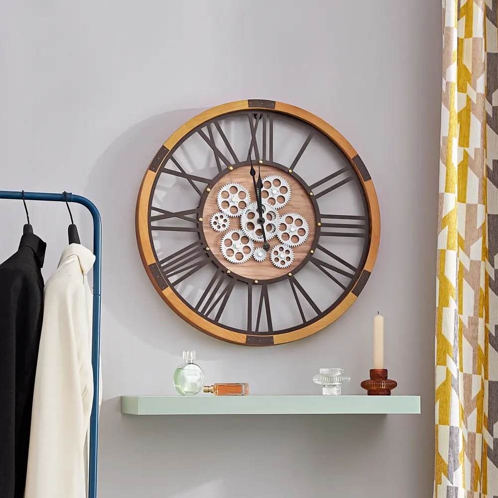 Часы настенные Dream River Шестеренки GH60672 круглые МДФ цвет бежевый бесшумные ø55.4 Осень STLM-2093644 - Вид №4