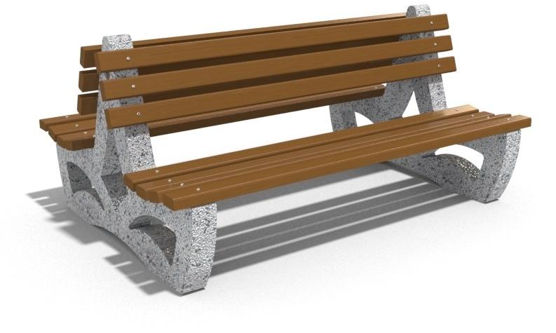 ENCHO ENCHEV - ETE Скамейка из бетона и дерева со спинкой  158  - Вид №2