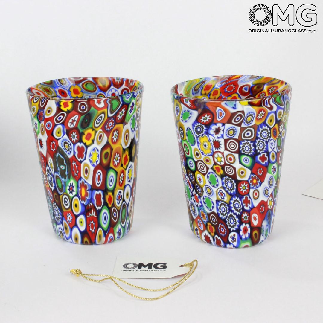 1366 ORIGINALMURANOGLASS Набор из 2 стаканов Гото Миллефиори - Millefiori Goto in Murrine - муранское стекло 5 см  - Вид №1