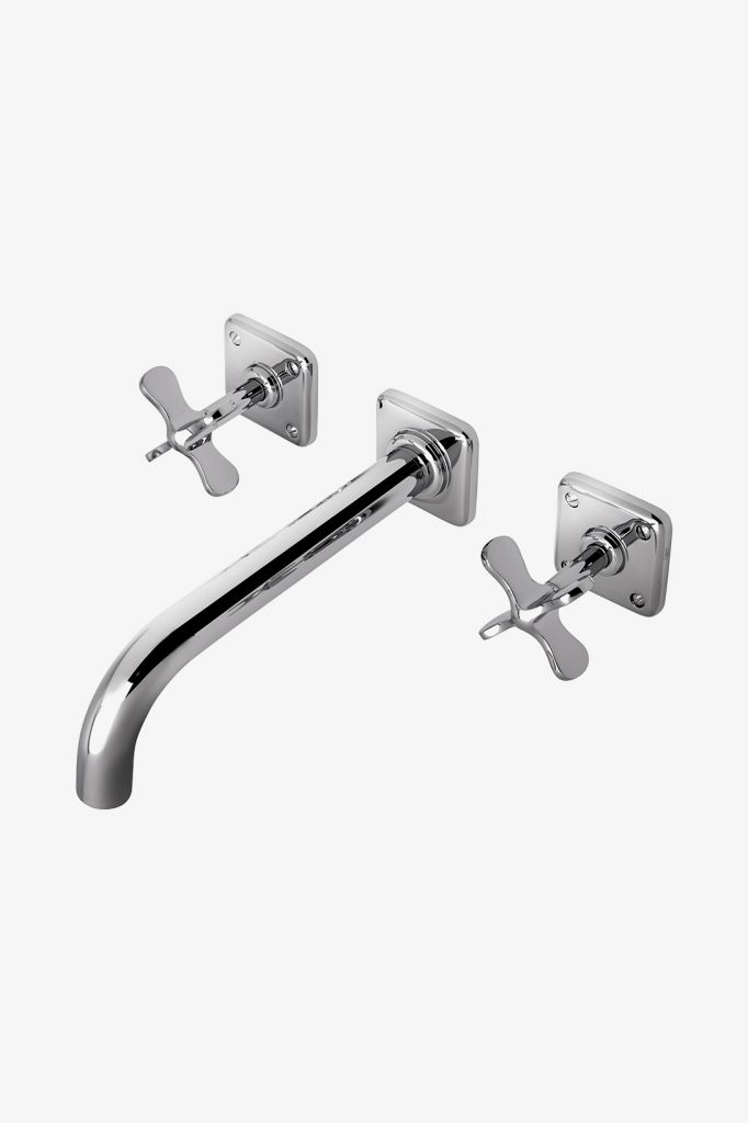 LDLS60 Ludlow Низкопрофильный настенный смеситель для унитаза с тремя отверстиями, металлическими поперечными ручками и клапаном Waterworks 