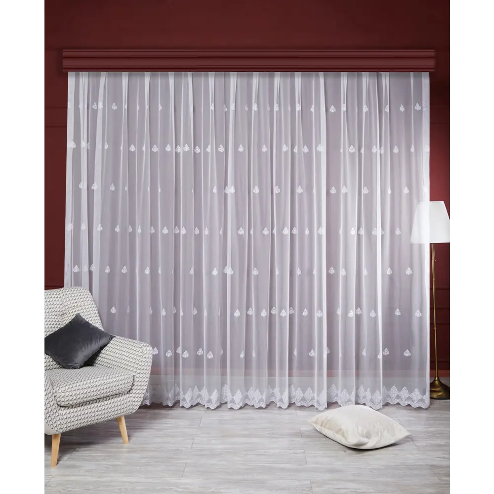Тюль 1 м/п Коронки сетка 280 см цвет бело-серый 85337331 STLM-2015036 ELIT HOME  - Вид №1