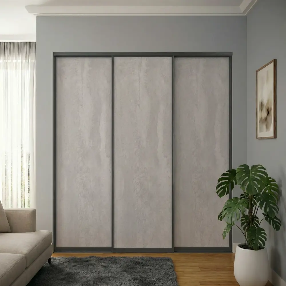Дверь-купе KONSENSA 244.5x80.4 см МДФ цвет бетон профиль черный 89444099 STLM-2025274  - Вид №8