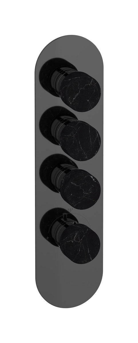 Комплект наружных частей термостата на 3 потребителей - вертикальная овальная панель с ручками Marmo WE ARE IB eua312cfnmr_2 Black Chrome Aqua