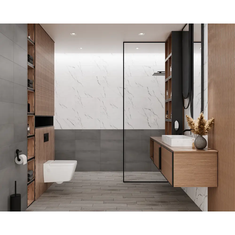 Плитка настенная Gracia Ceramica Tudor 01 25x60 см 1.2 м² глянцевая цвет белый/темно-серый мрамор STLM-2070922 - Вид №6
