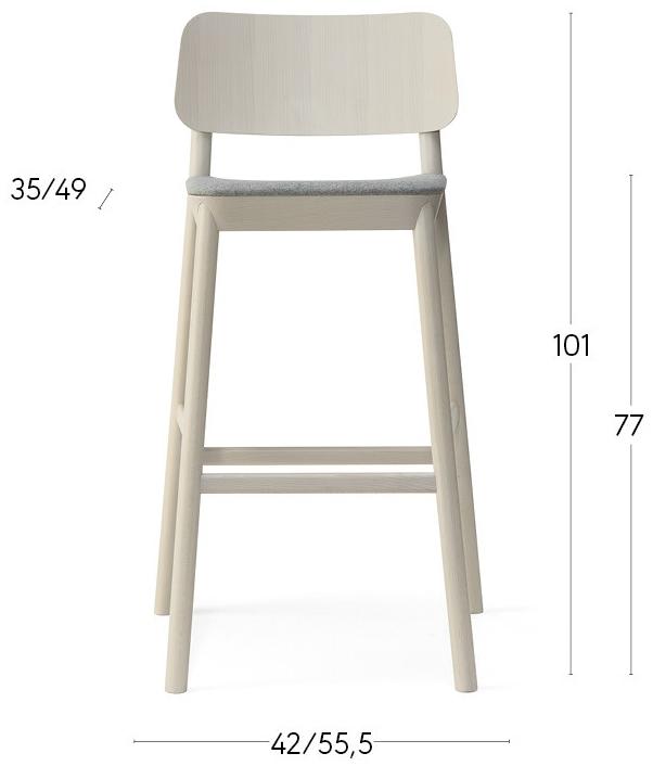 Billiani Высокий табурет из бука со встроенной подушкой Drum 077 - Вид №2