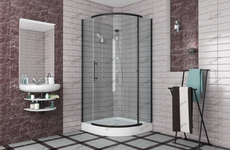 Душевое ограждение (без поддона) 900*900*1950 Стекло 8мм easy clean BLACKLINE BS090.1110A bravat 