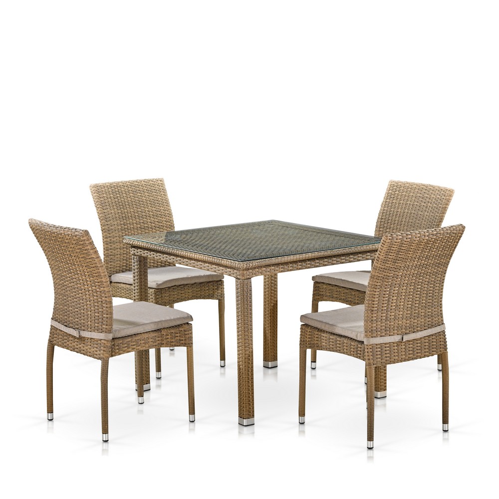 T257B/Y380B-W65 Light Brown Комплект плетеной мебели (4+1) Afina 