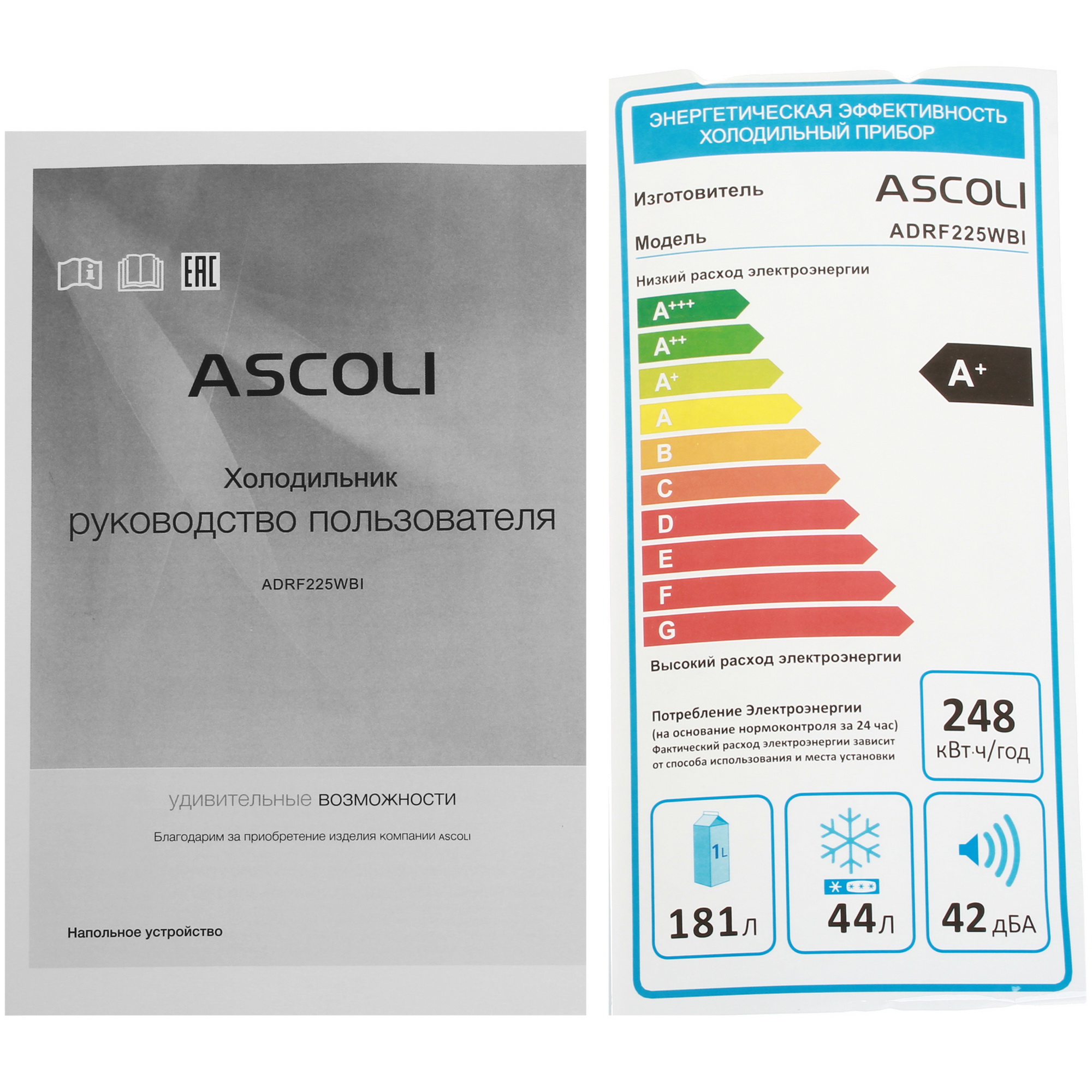 1393263 Встраиваемый холодильник Ascoli ADRF225WBI STDN-0026665 - Вид №9