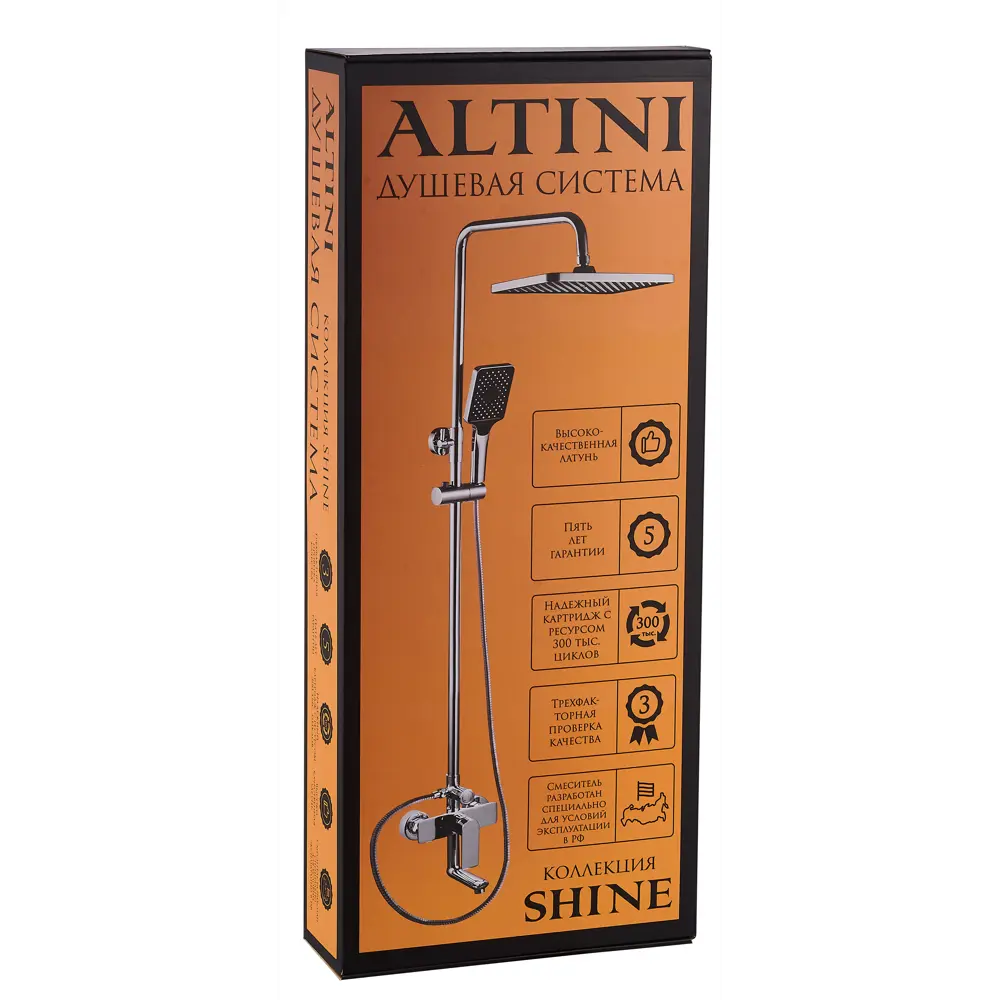 Душевая система Altini Shine с верхним душем и смесителем 89396460 STLM-1570515 - Вид №6